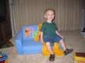 Bradley uses Pooh Bear to practice for when Santa is at the mall
