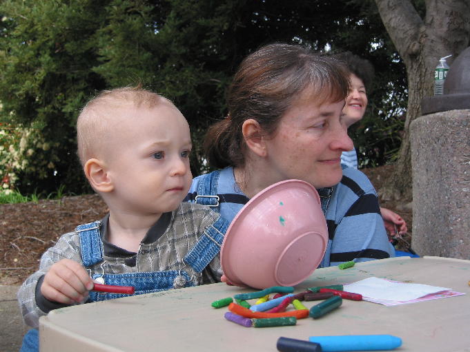 Leonardo Da Bradley and his mom at an Easter picnic