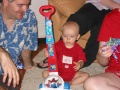 Bradley checks out his new birthday toy